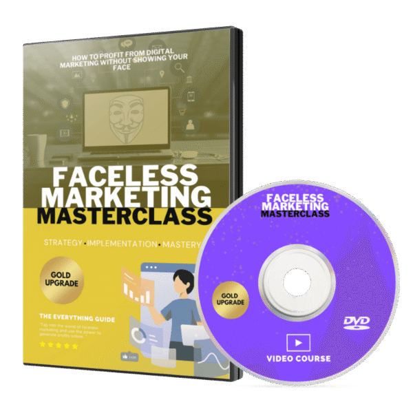Combo Faceless Marketing Masterclass – Guia + Curso em Vídeo para Vender Sem Aparecer